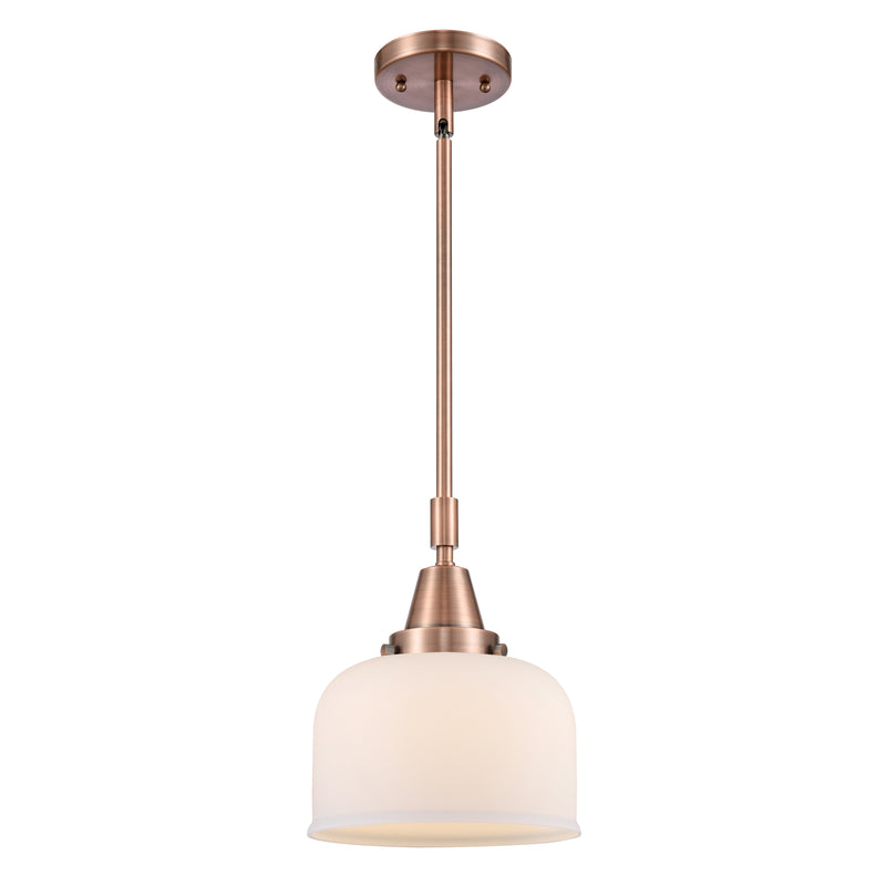 Bell Mini Pendant shown in the Antique Copper finish with a Matte White shade