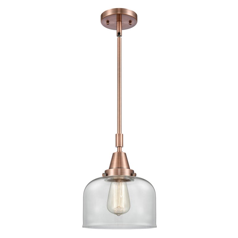 Bell Mini Pendant shown in the Antique Copper finish with a Clear shade