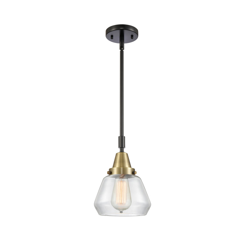 Fulton Mini Pendant shown in the Black Antique Brass finish with a Clear shade