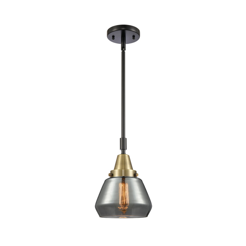 Fulton Mini Pendant shown in the Black Antique Brass finish with a Plated Smoke shade