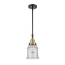 Canton Mini Pendant shown in the Black Antique Brass finish with a Seedy shade