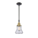 Bellmont Mini Pendant shown in the Black Antique Brass finish with a Clear shade