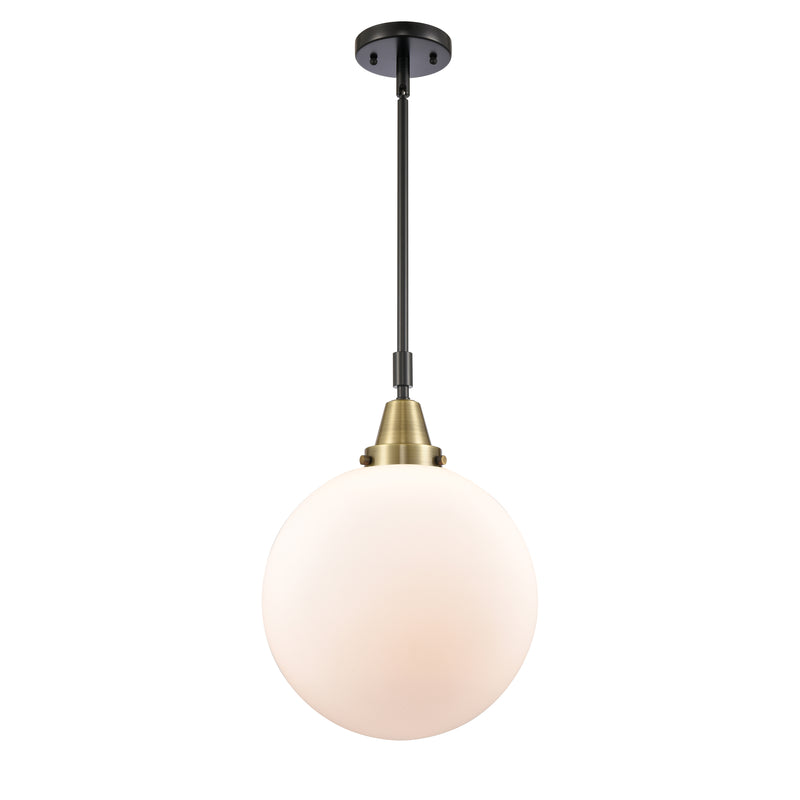 Beacon Mini Pendant shown in the Black Antique Brass finish with a Matte White shade