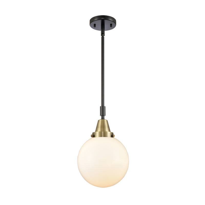 Beacon Mini Pendant shown in the Black Antique Brass finish with a Matte White shade