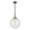 Beacon Mini Pendant shown in the Black Antique Brass finish with a Seedy shade