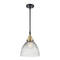 Seneca Falls Mini Pendant shown in the Black Antique Brass finish with a Clear Halophane shade