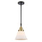 Cone Mini Pendant shown in the Black Antique Brass finish with a Matte White shade