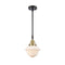 Oxford Mini Pendant shown in the Black Antique Brass finish with a Matte White shade