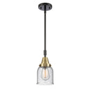 Bell Mini Pendant shown in the Black Antique Brass finish with a Seedy shade