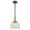 Bell Mini Pendant shown in the Black Antique Brass finish with a Clear shade