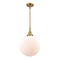 Beacon Mini Pendant shown in the Brushed Brass finish with a Matte White shade