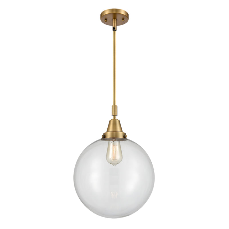 Beacon Mini Pendant shown in the Brushed Brass finish with a Clear shade