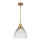 Seneca Falls Mini Pendant shown in the Brushed Brass finish with a Clear Halophane shade