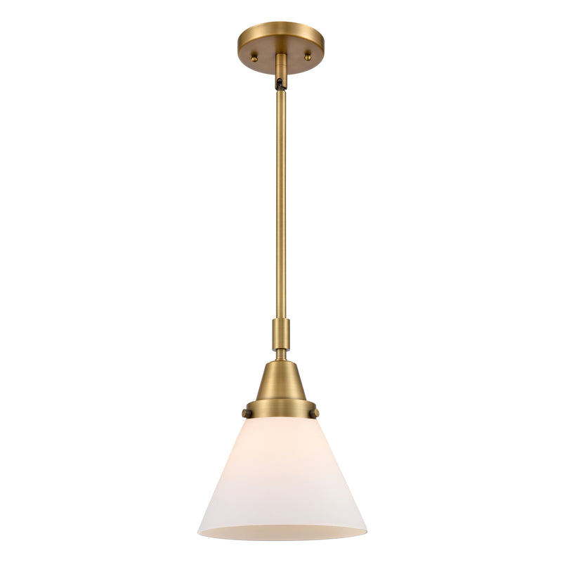 Cone Mini Pendant shown in the Brushed Brass finish with a Matte White shade