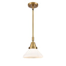 Caden Mini Pendant shown in the Brushed Brass finish with a Matte White shade