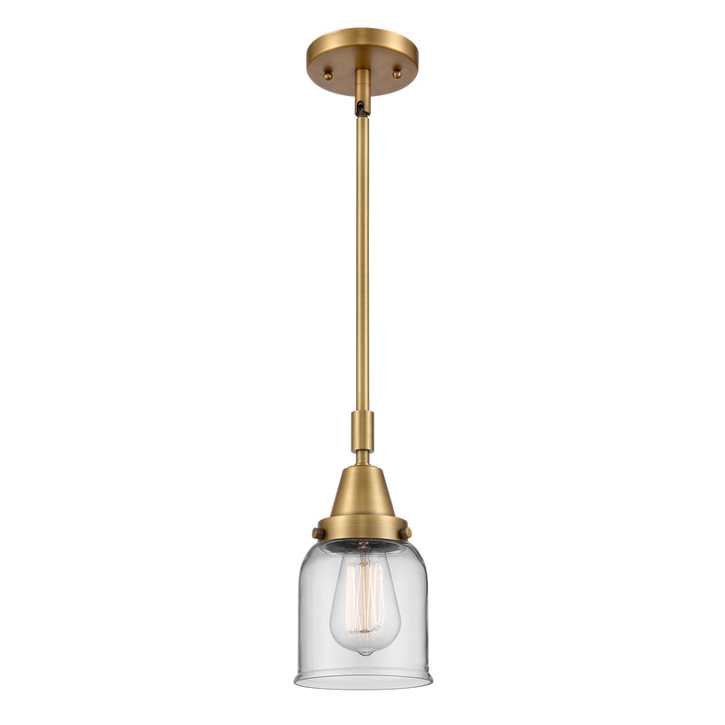 Bell Mini Pendant shown in the Brushed Brass finish with a Clear shade