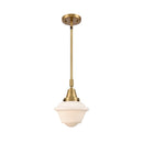 Oxford Mini Pendant shown in the Brushed Brass finish with a Matte White shade