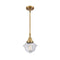 Oxford Mini Pendant shown in the Brushed Brass finish with a Clear shade