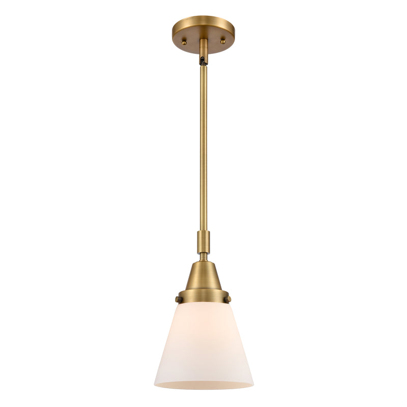 Cone Mini Pendant shown in the Brushed Brass finish with a Matte White shade