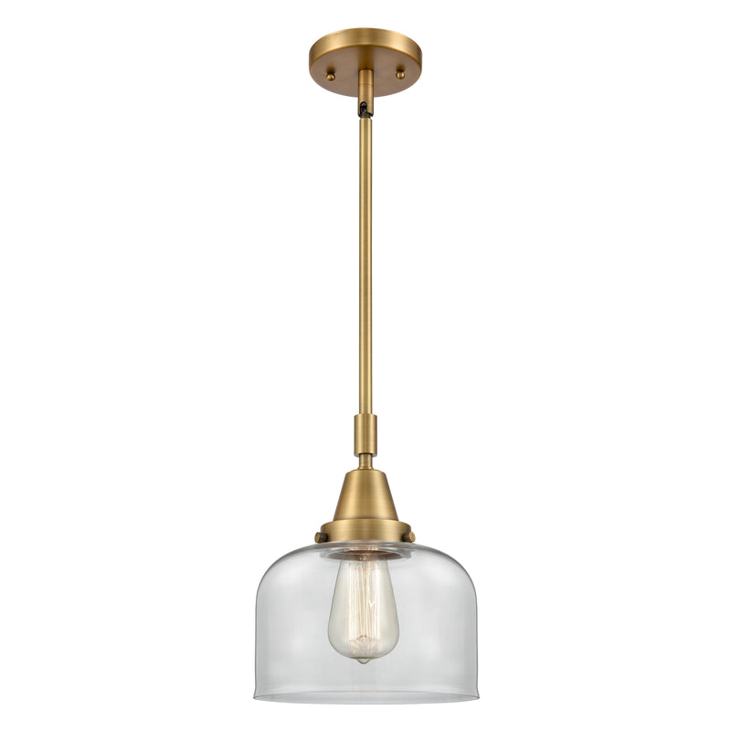 Bell Mini Pendant shown in the Brushed Brass finish with a Clear shade