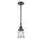 Canton Mini Pendant shown in the Matte Black finish with a Clear shade