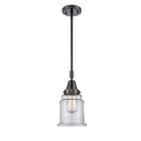 Canton Mini Pendant shown in the Matte Black finish with a Clear shade