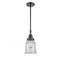 Canton Mini Pendant shown in the Matte Black finish with a Clear shade