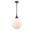 Beacon Mini Pendant shown in the Matte Black finish with a Matte White shade