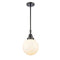 Beacon Mini Pendant shown in the Matte Black finish with a Matte White shade