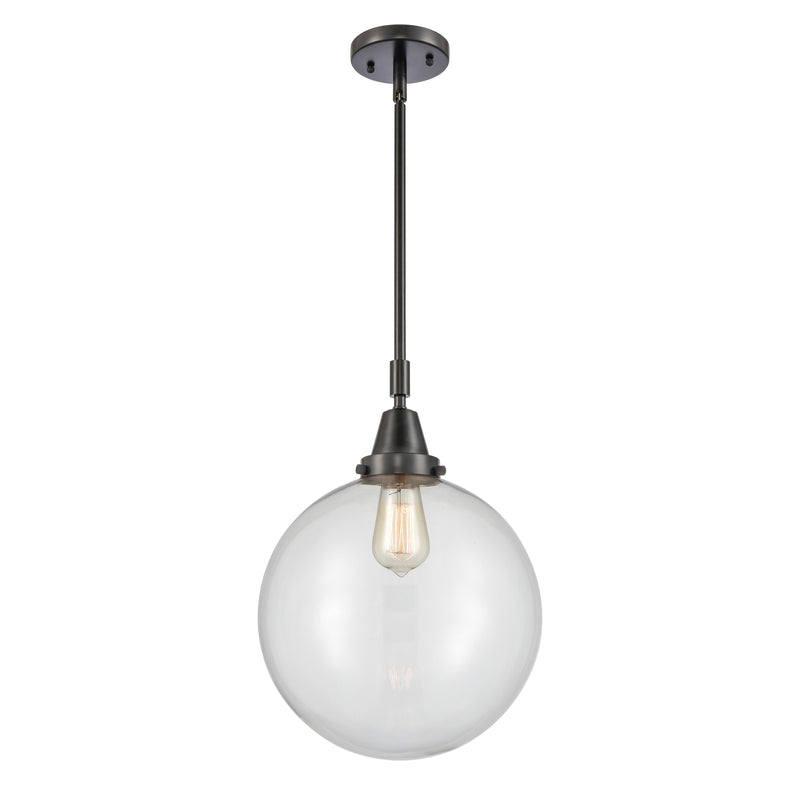 Beacon Mini Pendant shown in the Matte Black finish with a Clear shade