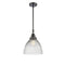 Seneca Falls Mini Pendant shown in the Matte Black finish with a Clear Halophane shade