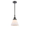 Cone Mini Pendant shown in the Matte Black finish with a Matte White shade