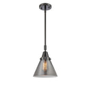 Cone Mini Pendant shown in the Matte Black finish with a Plated Smoke shade