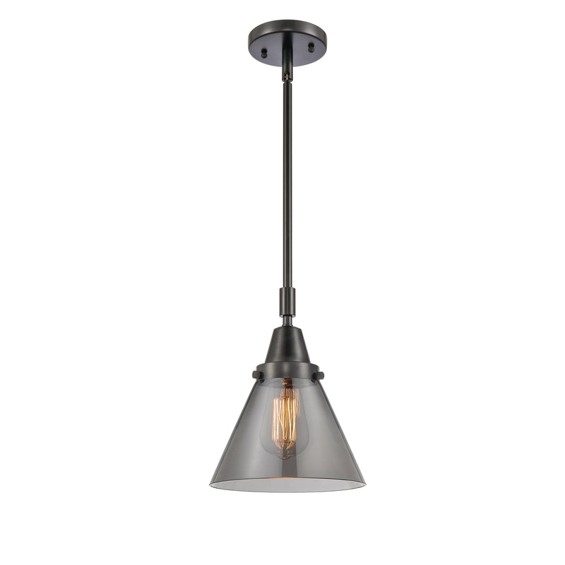 Cone Mini Pendant shown in the Matte Black finish with a Plated Smoke shade