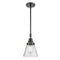 Cone Mini Pendant shown in the Matte Black finish with a Seedy shade