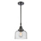 Bell Mini Pendant shown in the Matte Black finish with a Seedy shade