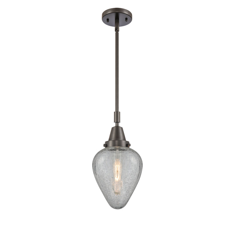 Geneseo Mini Pendant shown in the Oil Rubbed Bronze finish with a Clear Crackled shade