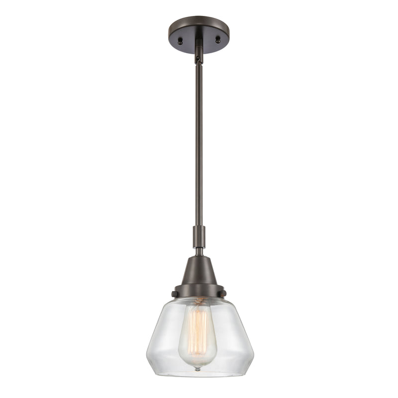 Fulton Mini Pendant shown in the Oil Rubbed Bronze finish with a Clear shade