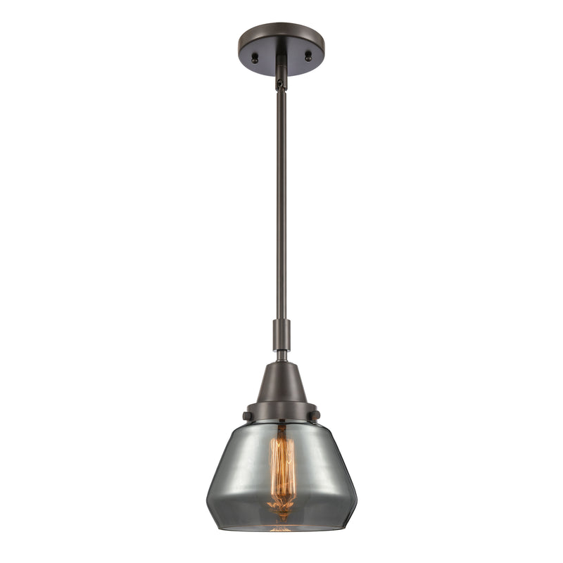 Fulton Mini Pendant shown in the Oil Rubbed Bronze finish with a Plated Smoke shade