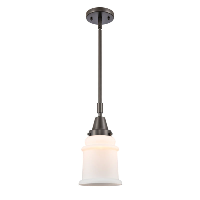 Canton Mini Pendant shown in the Oil Rubbed Bronze finish with a Matte White shade