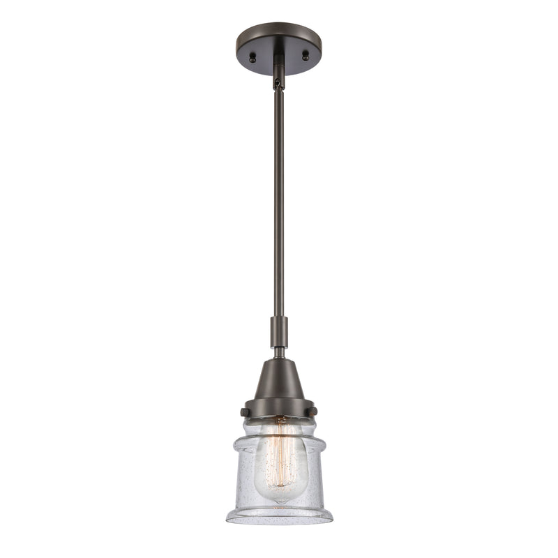 Canton Mini Pendant shown in the Oil Rubbed Bronze finish with a Seedy shade