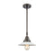 Halophane Mini Pendant shown in the Oil Rubbed Bronze finish with a Matte White Halophane shade