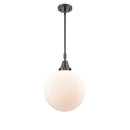 Beacon Mini Pendant shown in the Oil Rubbed Bronze finish with a Matte White shade