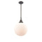 Beacon Mini Pendant shown in the Oil Rubbed Bronze finish with a Matte White shade