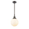 Beacon Mini Pendant shown in the Oil Rubbed Bronze finish with a Matte White shade