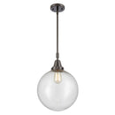 Beacon Mini Pendant shown in the Oil Rubbed Bronze finish with a Seedy shade