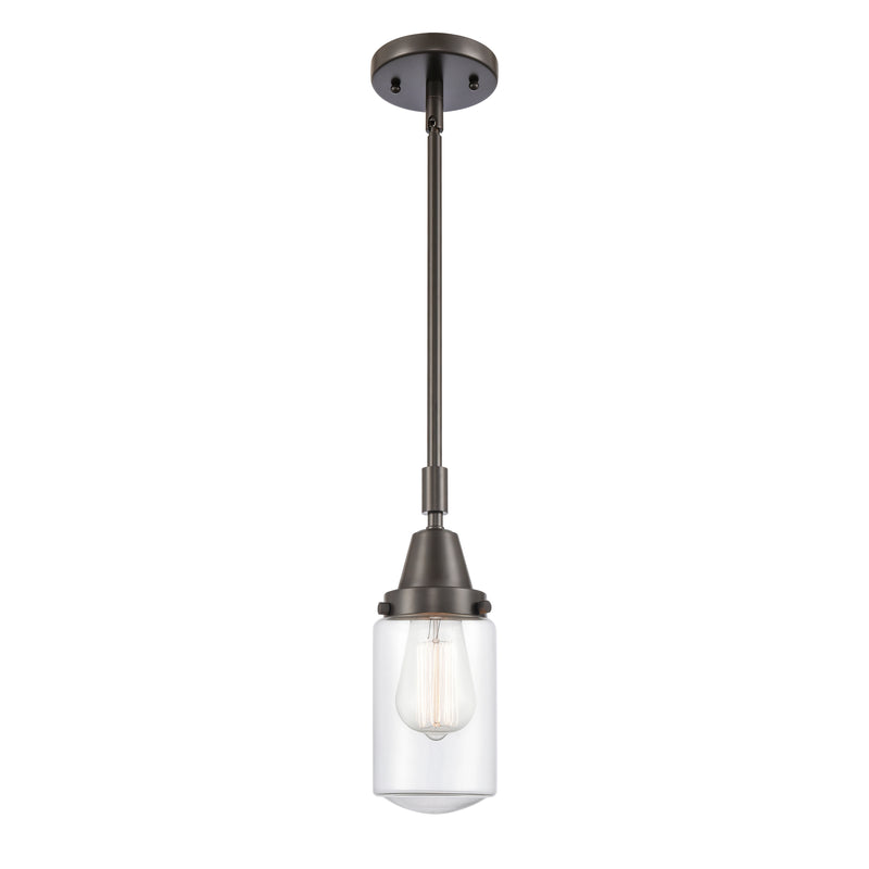 Dover Mini Pendant shown in the Oil Rubbed Bronze finish with a Clear shade