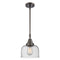 Bell Mini Pendant shown in the Oil Rubbed Bronze finish with a Seedy shade