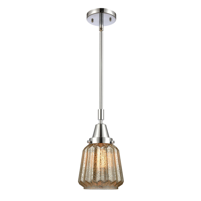 Chatham Mini Pendant shown in the Polished Chrome finish with a Mercury shade