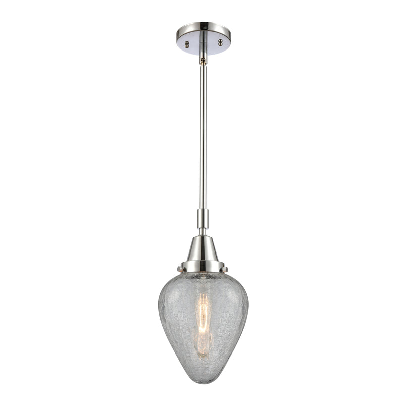 Geneseo Mini Pendant shown in the Polished Chrome finish with a Clear Crackled shade